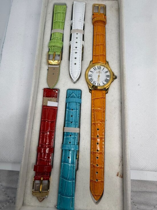 Invicta 15936 Women’s Gold Tone Roman Numeral Watch Orange Leather + 4 Straps main image 7